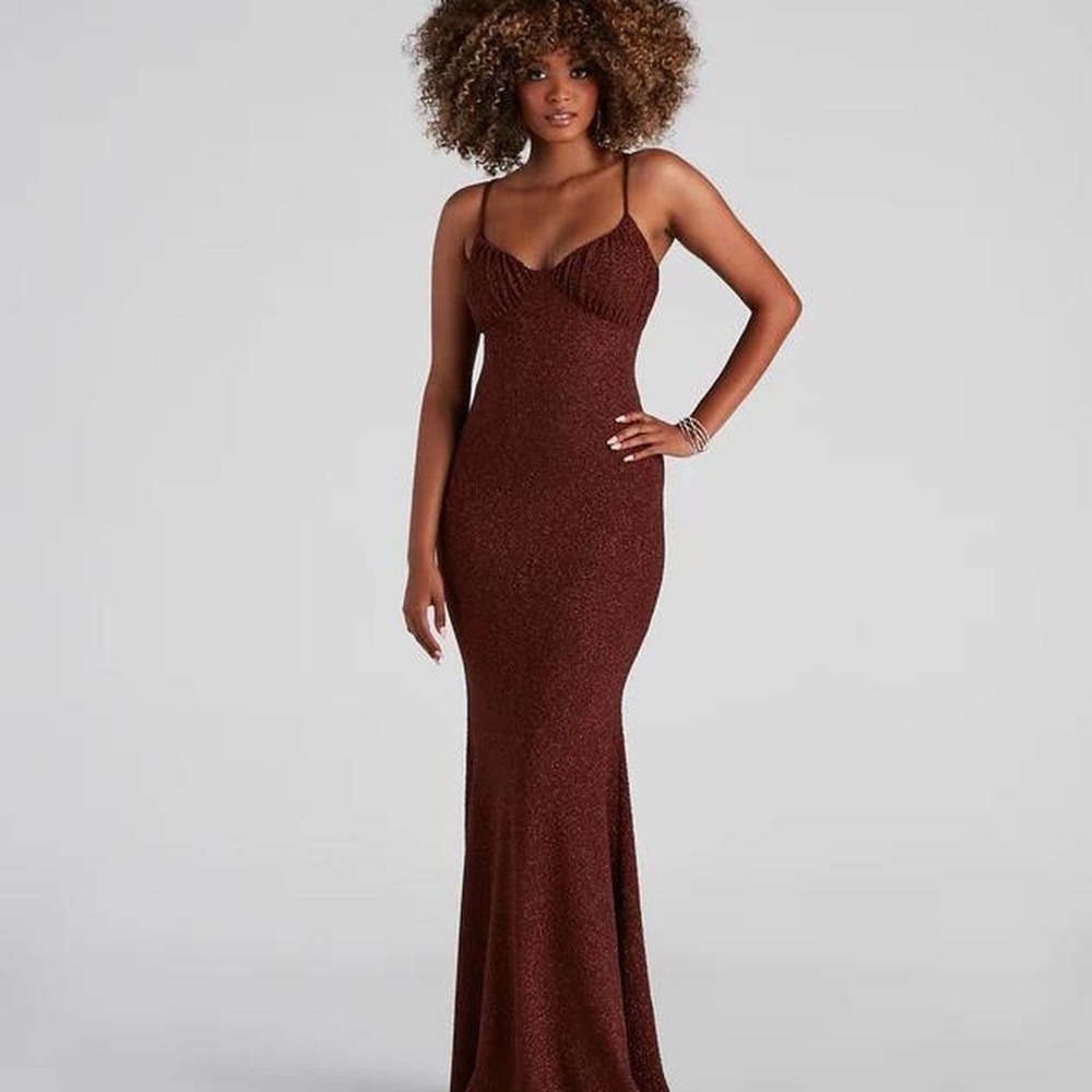 Windsor Burgundy Gown- Camille Glitter Knit Formal Dress